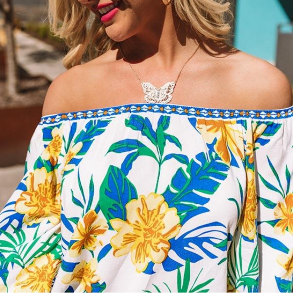 NEW Flying Tomato Breezy Off the Shoulder Top Sm - Picture 5 of 11